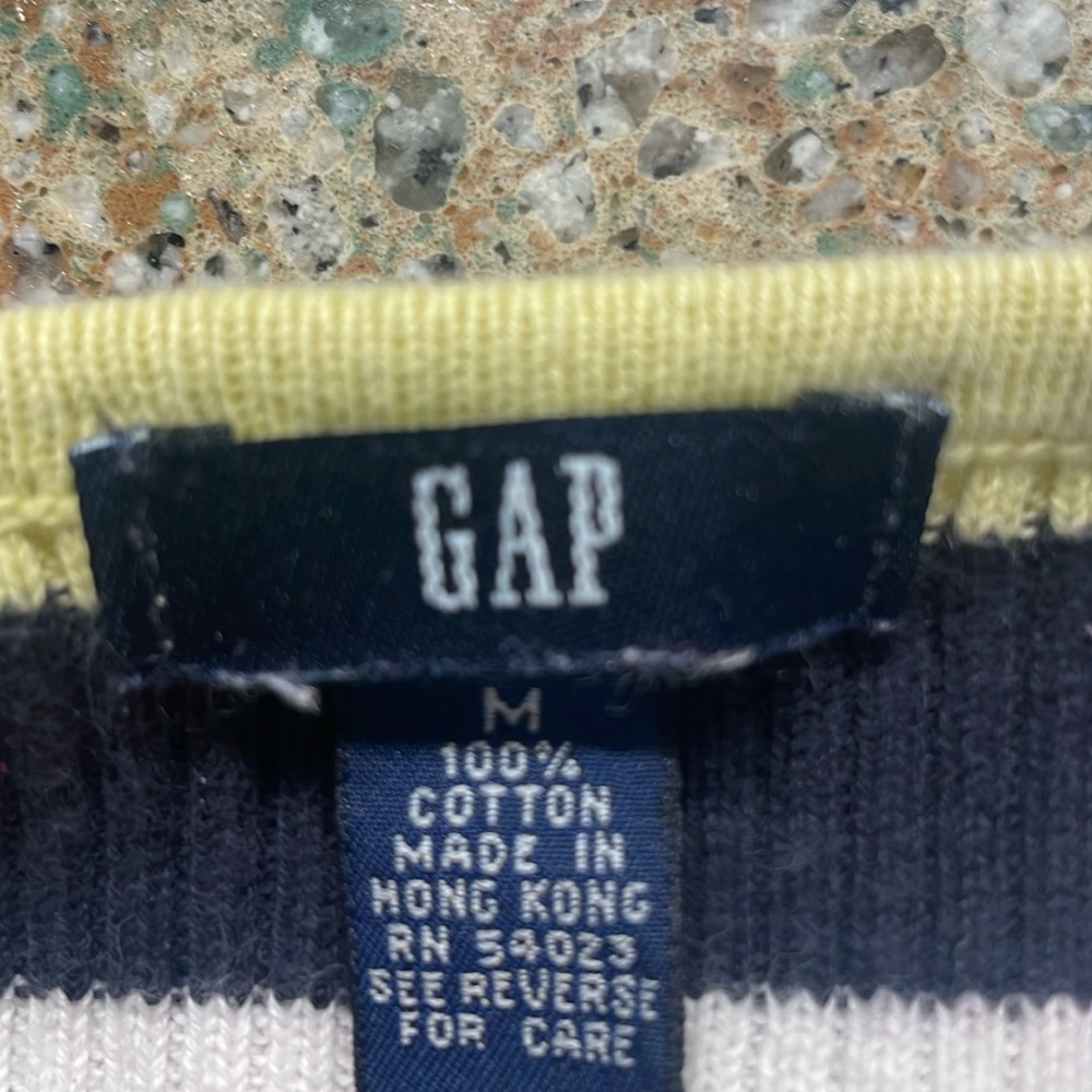Vintage Y2K striped long sleeve sweater V-neck 100% cotton V-neck size M - Picture 8 of 9